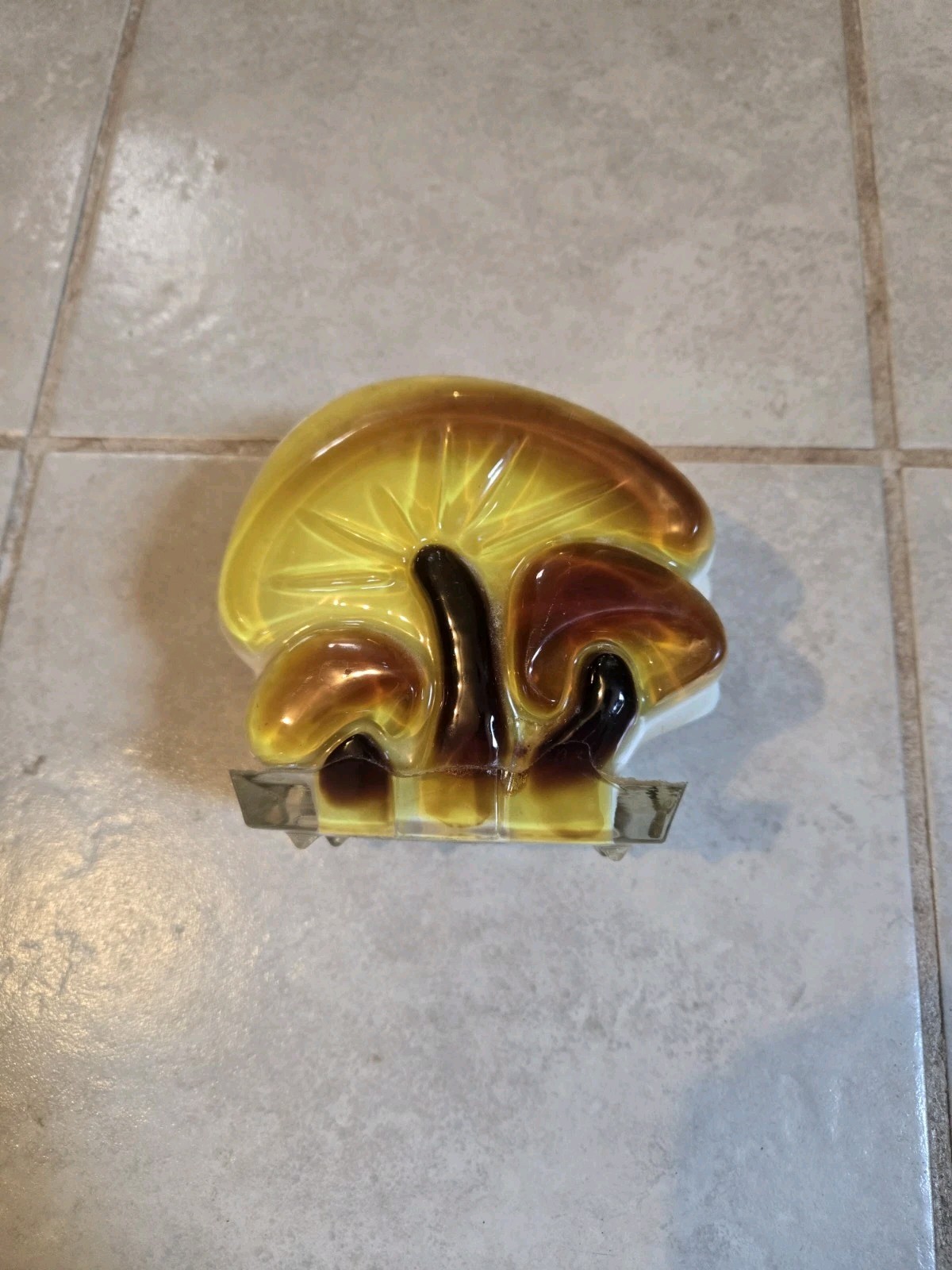 vintage mid-century acrylic or Lucite resin mushroom napkin and letter holder