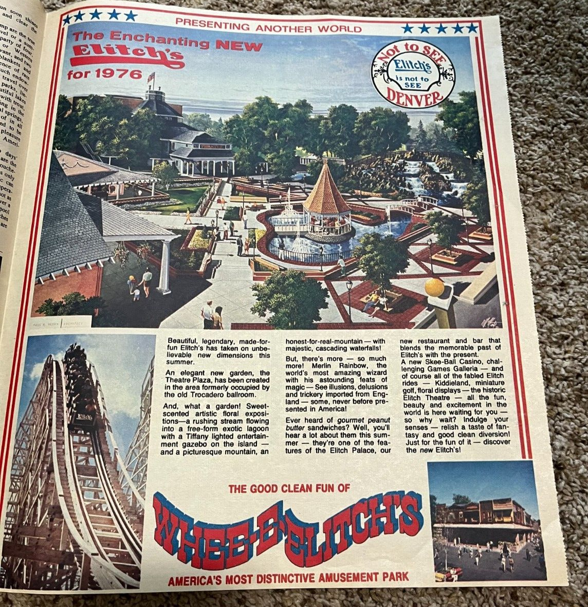 1976 Elitch's Amusement Park Denver Vintage Print Ad - Denver Post