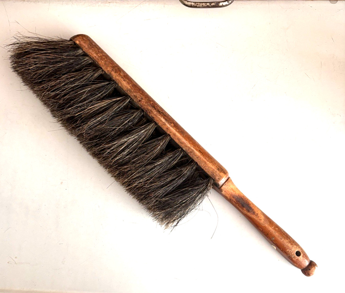 Antique Large Horse Hair Utility Brush, Marked L & N Railroad, Wood Handle, 16