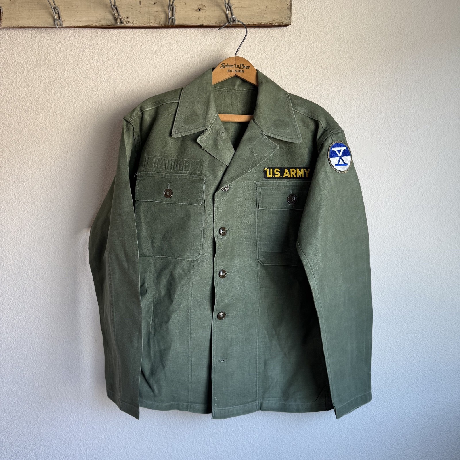 1950s/60s Crisp Korean War OG-107 Green Mint Deadstock Army Shirt Medium 