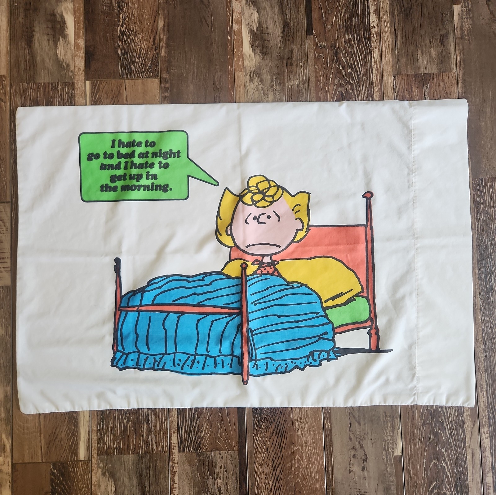 Vintage 1971 Peanuts Sally Brown Pillowcase Schulz Snoopy Bedding United Feature