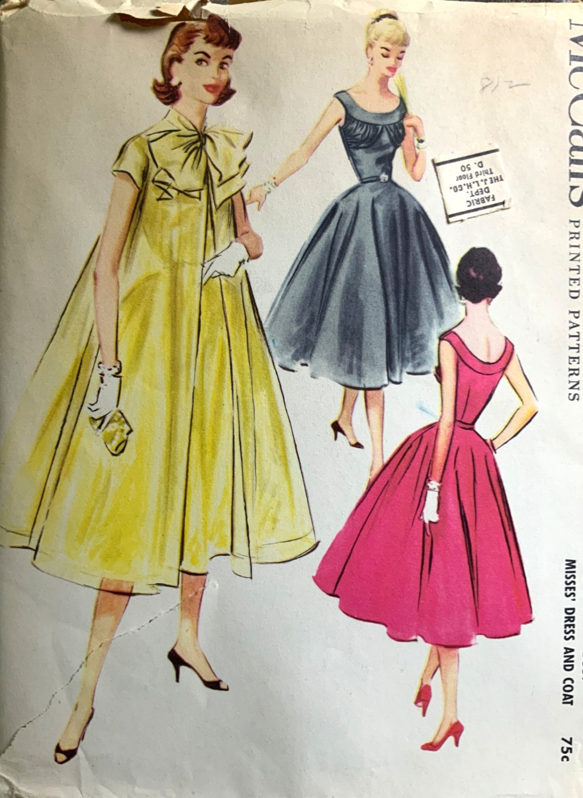 NEW Vintage 50’s Misses McCALL’S SEWING PATTERN Party Dress Sz 12 Bust 30 Uncut