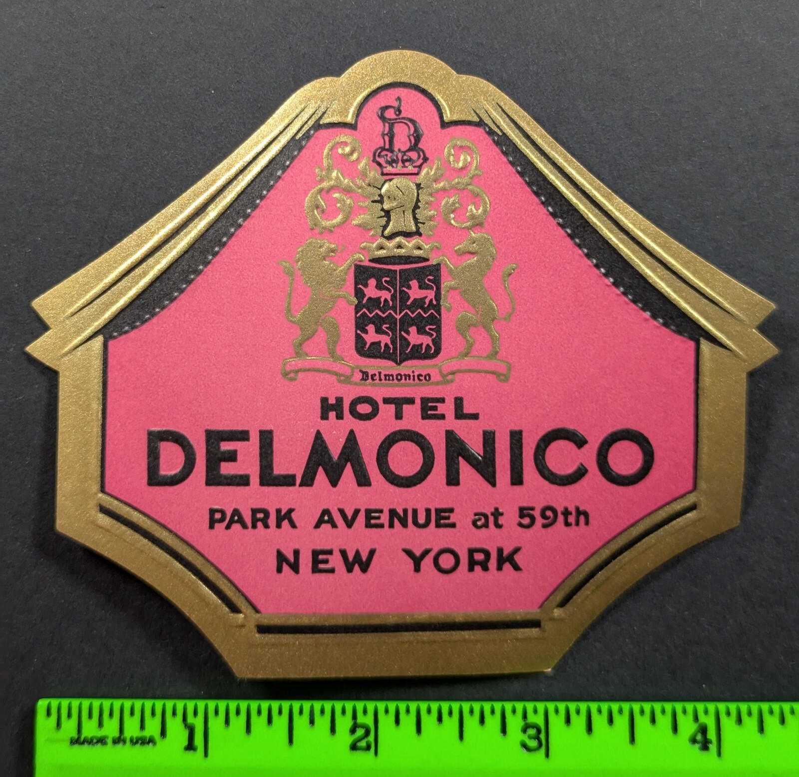 Vintage Hotel Delmonico New York Travel Label