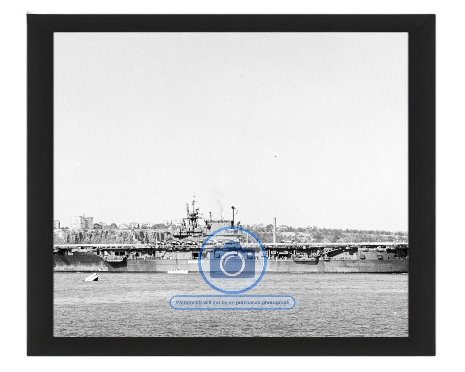 USS ENTERPRISE AIRCRAFT CARRIER HUDSON RIVER 1945 8X10 FRAMED PHOTO