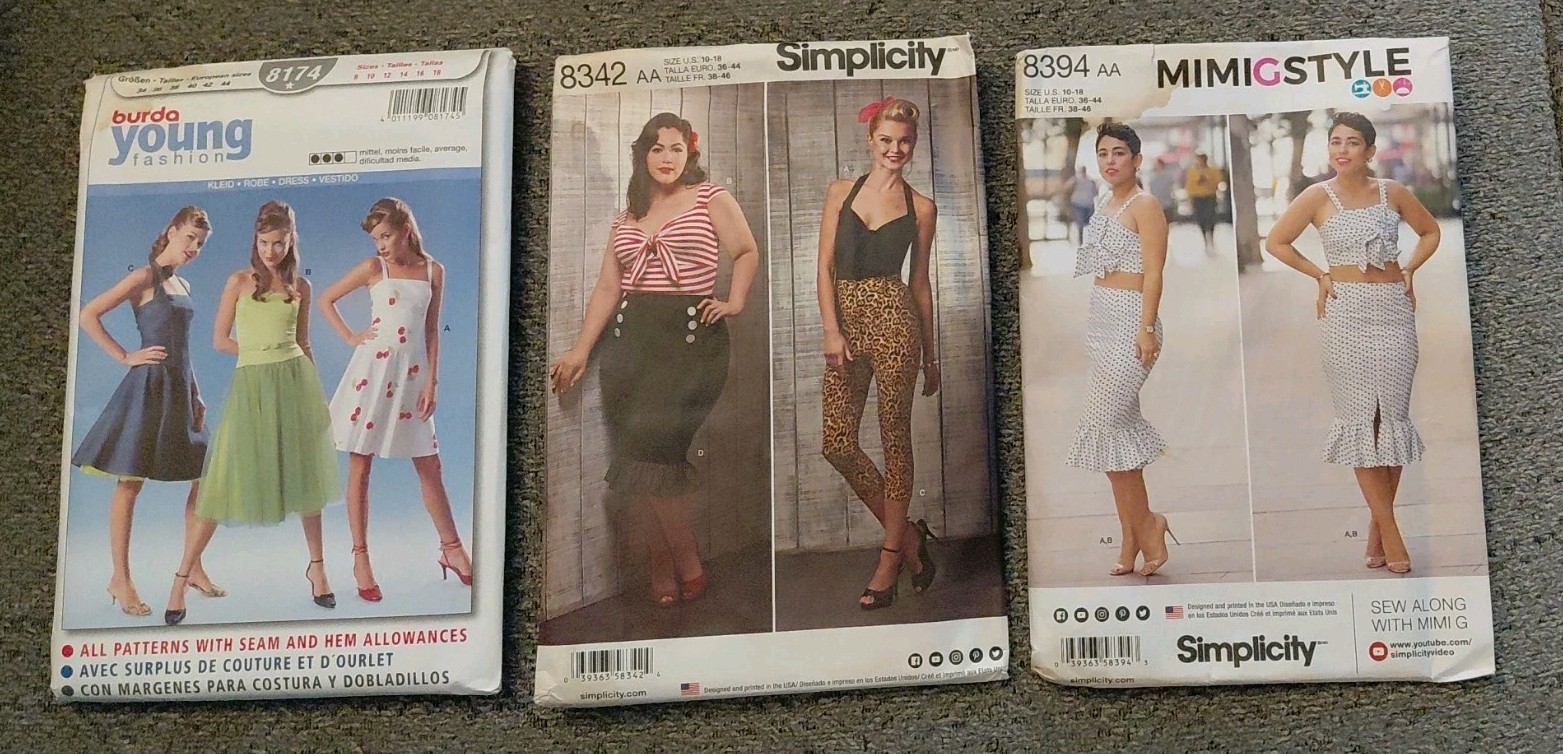 Simplicity Vintage Women's Dress Patterns Lot 3 8394 8342 8174 L- XL Uncut 50's