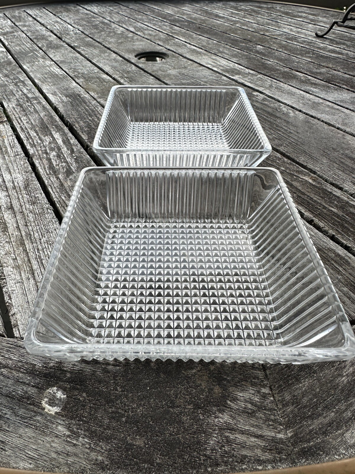 2 Vintage MCM Danish Cromargan Kabarett DANISH Space Age Glass Fridge Dishes