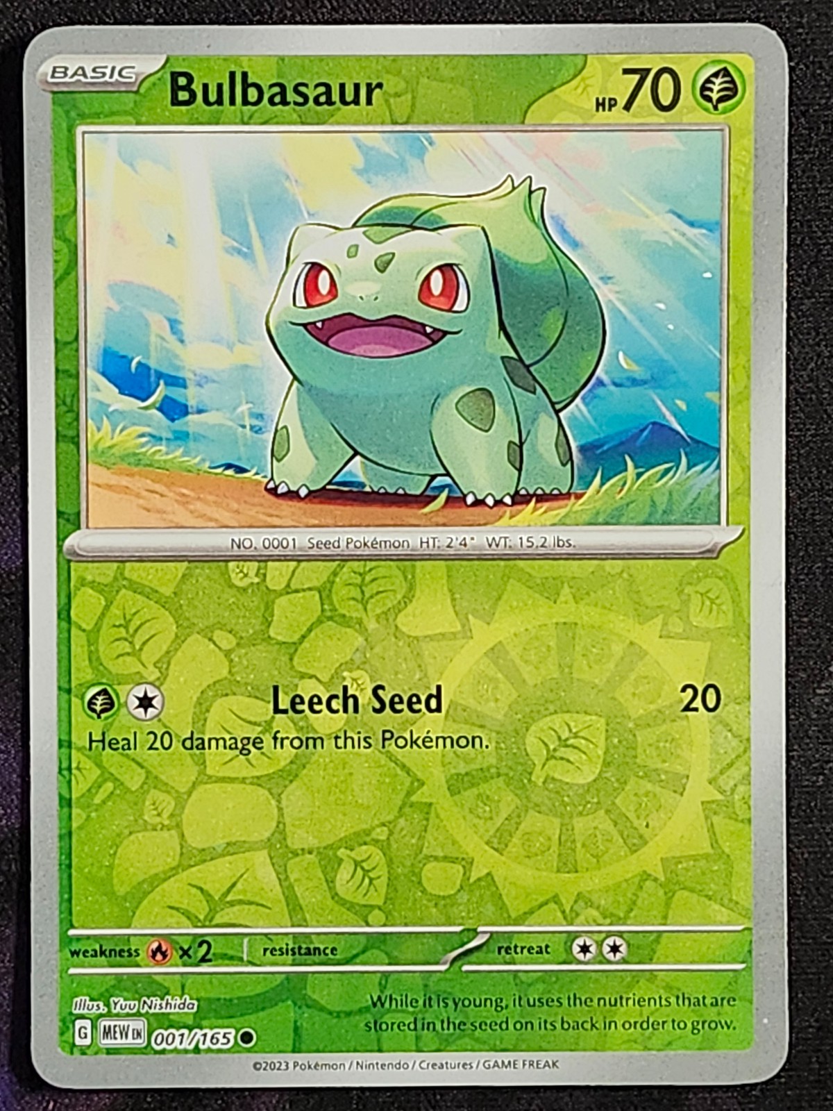 Pokemon Bulbasaur 001/165 Reverse Cosmos Holo Pokemon 151 MEW