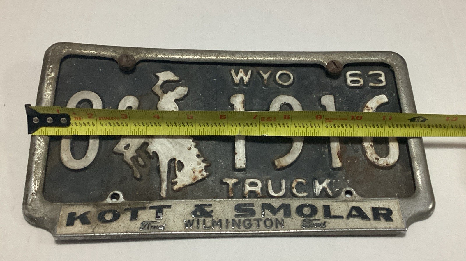 Old Vintage Kott & Smolar Wilmington California License Frame Ford Truck Dealer