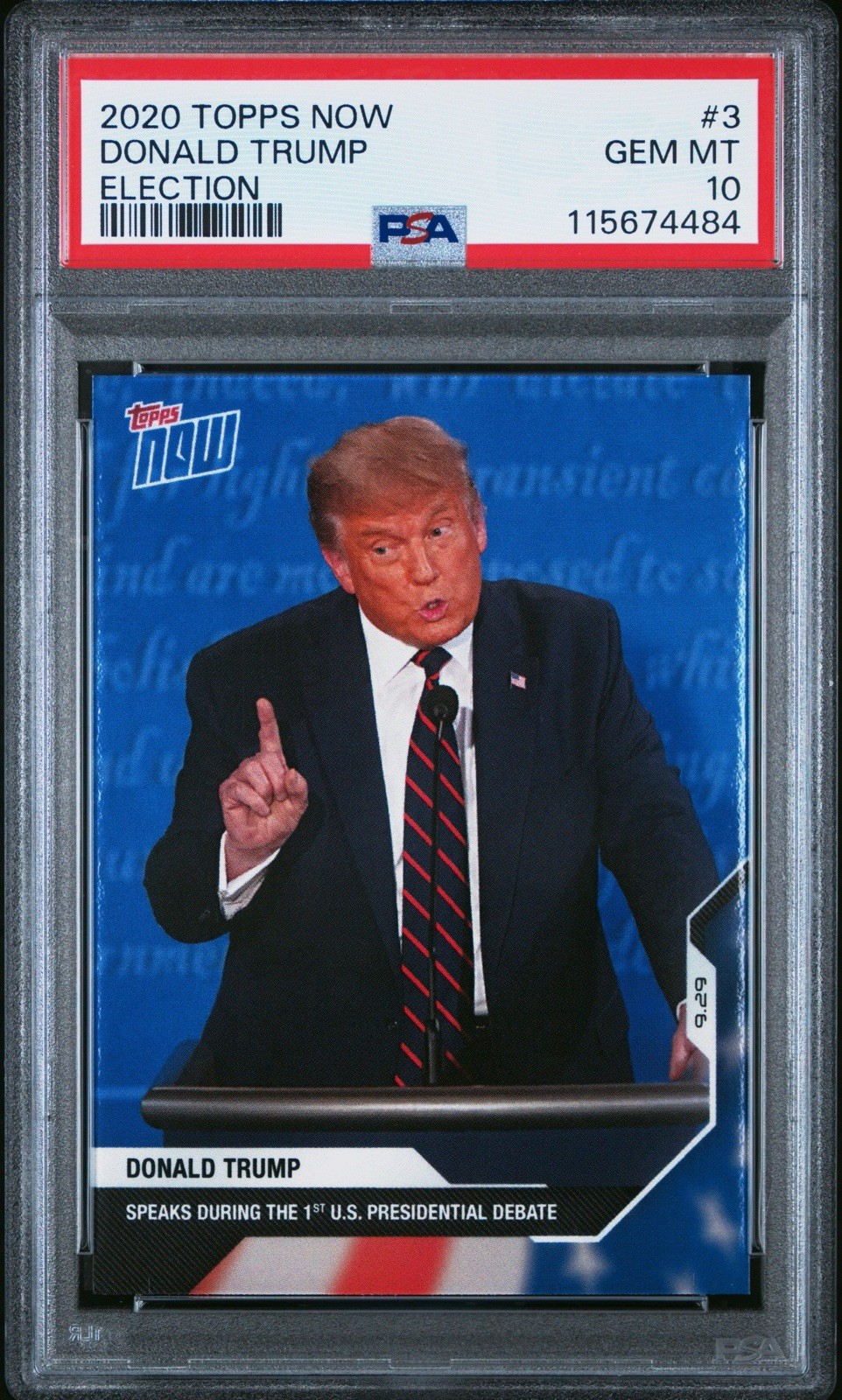 Donald Trump 2020 Topps Now #3 Presidential Election Rookie RC PSA 10 GEM MINT