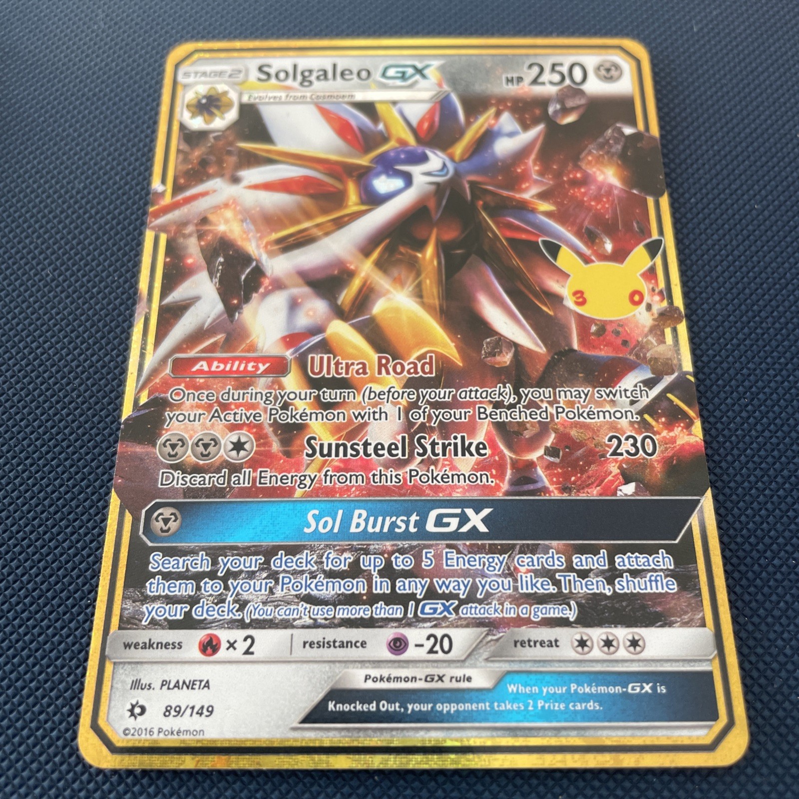 Solgaleo-GX 89/149 30th Anniversary Pokémon Celebration Holo Rare - PACK FRESH -