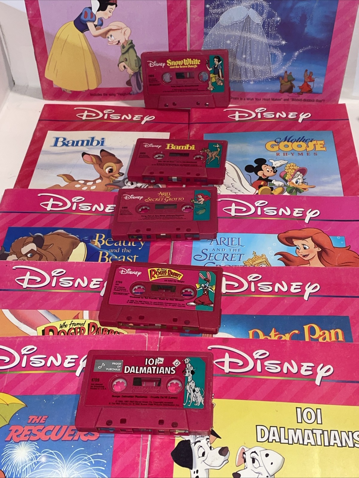 N32 Vintage 90s Disney Collection Lot Read Along BOOKS And Cassettes W Songs