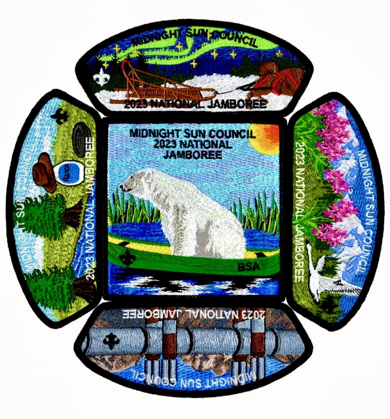 BSA MIDNIGHT SUN OA TOONTUK 549 AK 2023 SCOUT JAMBOREE 5-PATCH POLAR BEAR ALASKA