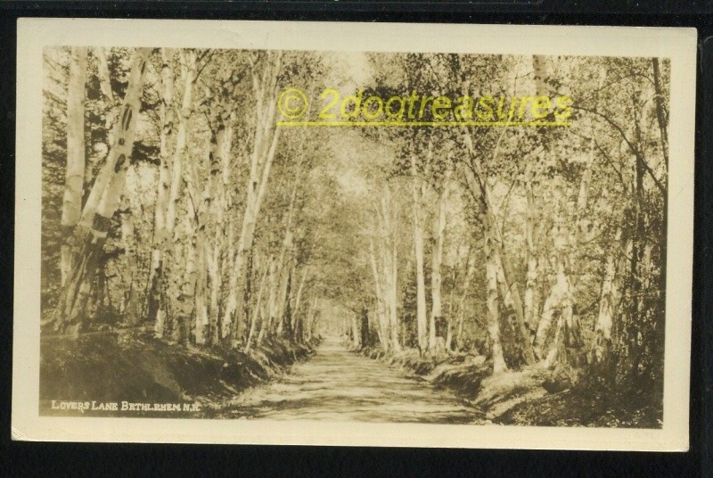 Rppc Lovers Lane Bethlehem Nh New Hampshire Old Real Photo Grafton County