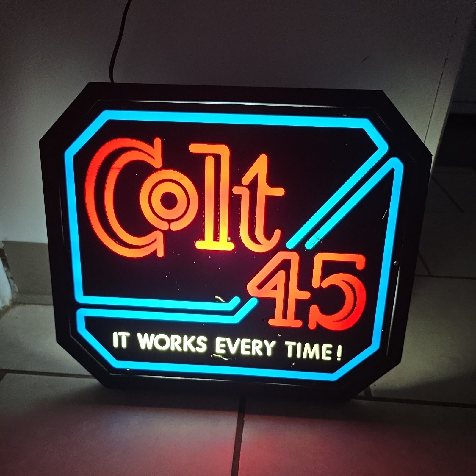 Vintage COLT 45 Lighted Beer Sign Dynamite Taste Bar Rare Malt Liquor