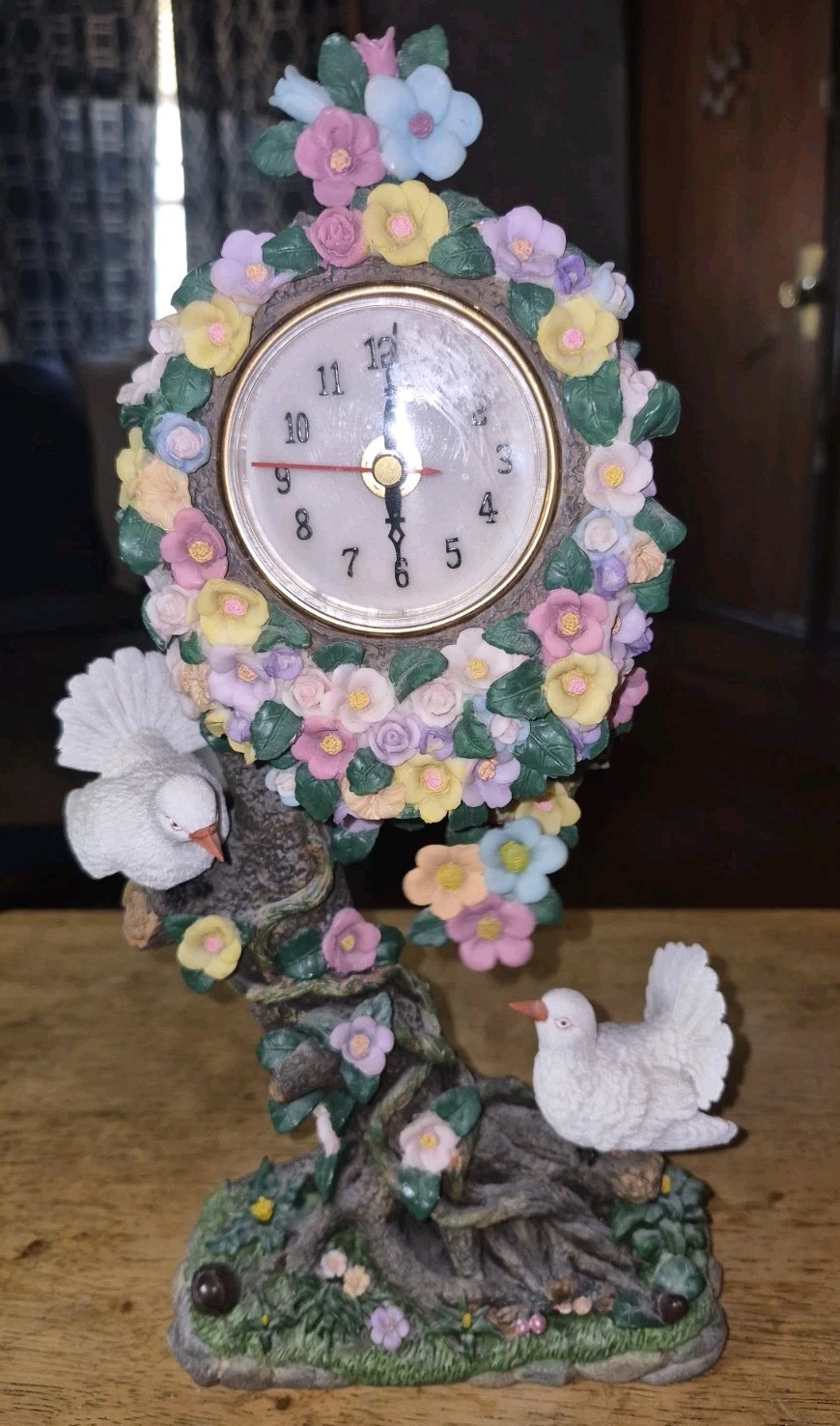 Vintage Resin Decorative Tabletop Quartz Clock featuring a tree-like stand...