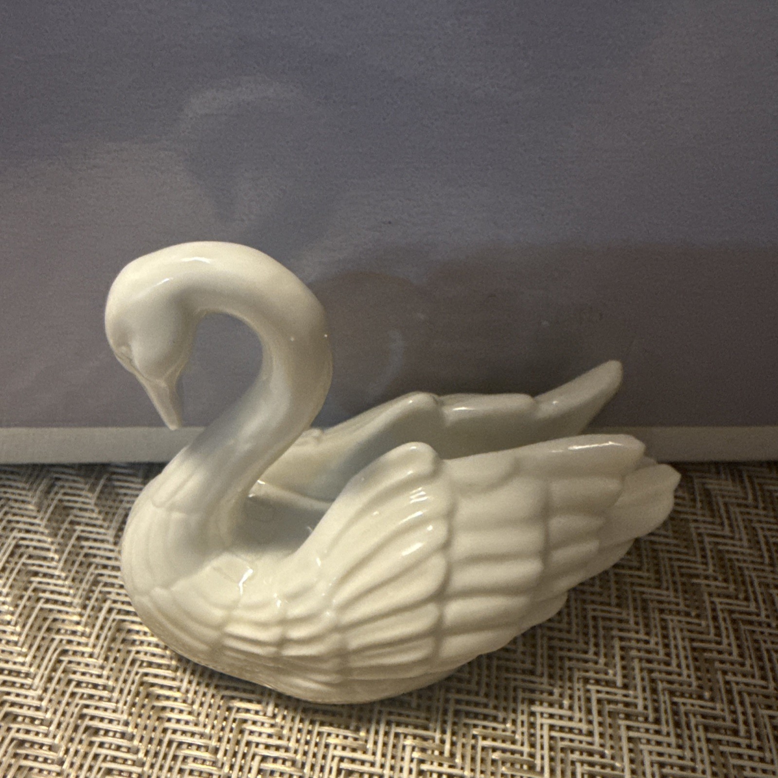 Vintage Lenox White Swan Miniature 3 Inch Card Place Holder Cake Topper Ivory