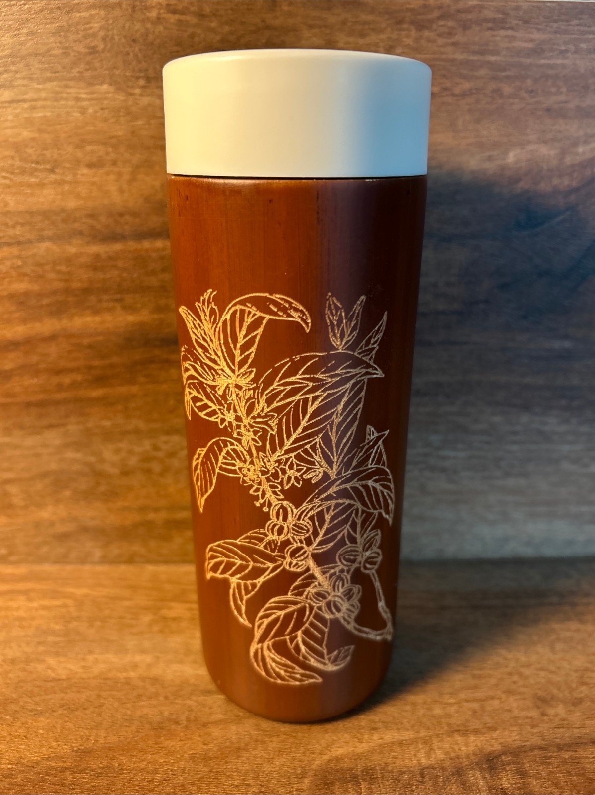Peet's Coffee Laser Etched Wood Look Insulated Travel Mug – Rare/Collectible