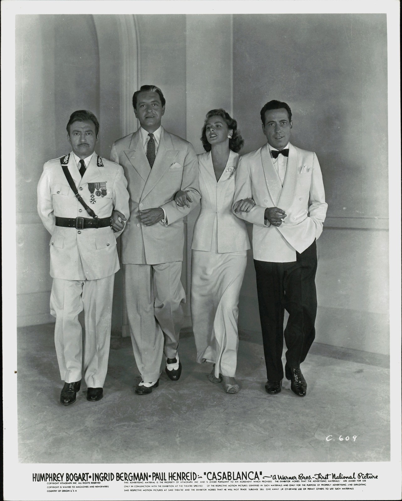 Undated Press Photo Promo for Movie Casablanca Raines, Henried, Bergmann, Bogart