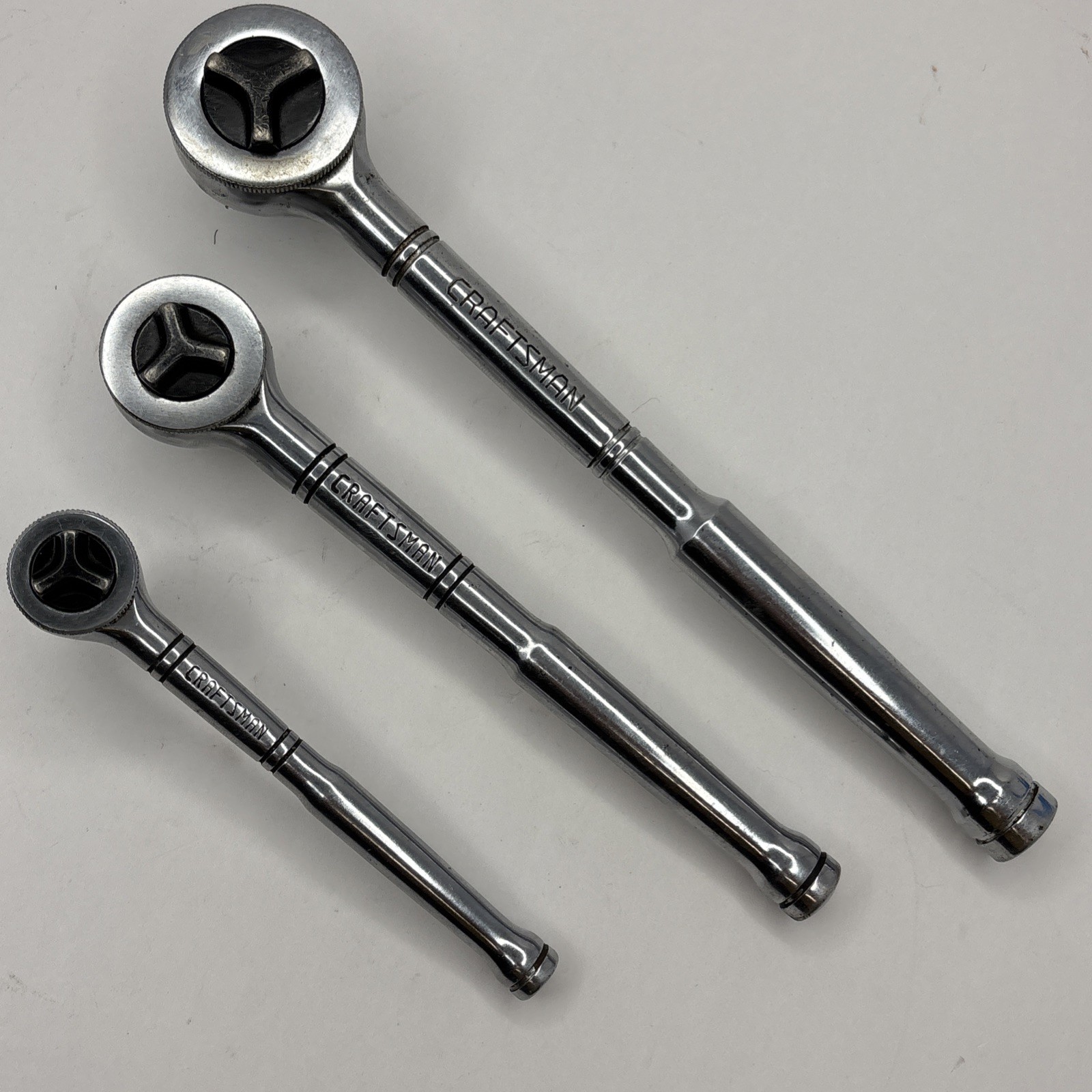 Vtg. Craftsman Ratchets 9-43795 9-43796 & 9-43797 Triwing Thumbwheel Handle