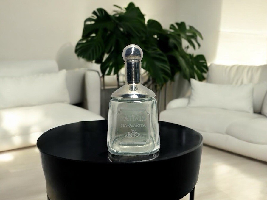 PATRON Margarita Shaker Glass Metal Chrome Bottle Tequila Whisky Cocktail Mixer