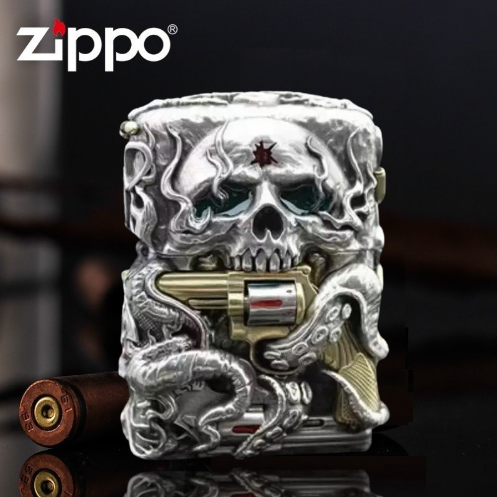 Jacket Silver Retro Dead Ray Punk Skeleton Zippo Lighter