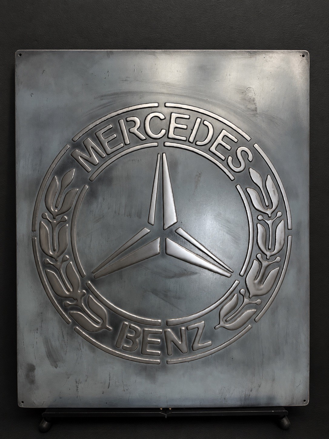 Mercedes Benz Garage Sign 20x24” Hand Cast Aluminum Relief Metal Wall Art