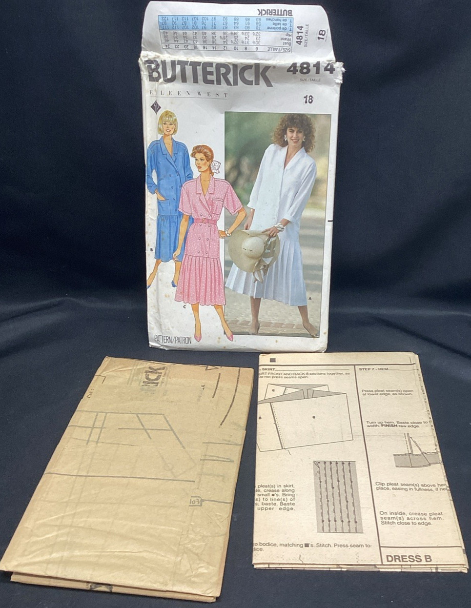 Vtg Sewing Pattern, Butterick 4814, dress, 18, Uncut - ships free