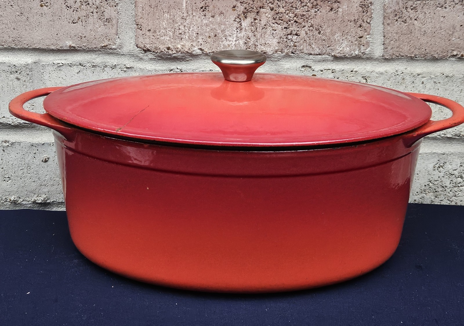 Vintage Cousances France No. 20 Oval Cast Iron Dutch Oven W/ Lid Le Creuset Red
