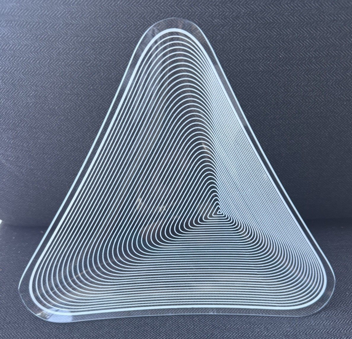 Vintage MCM Triangle Dish Lausitzer Glas Kristal Germany OP Art Glass 8