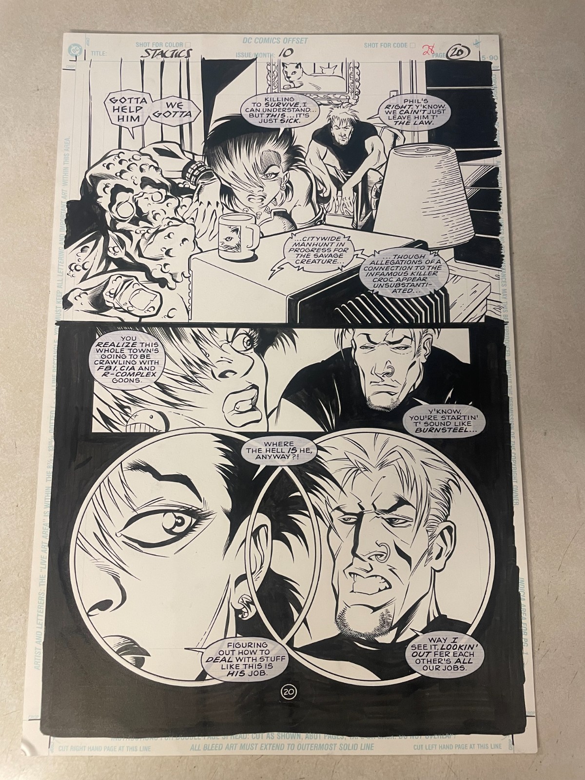 SCARE TACTICS #10 ORIGINAL COMIC ART 1998 MANHUNT FOR SLITHER Dc SCREAM QUEEN