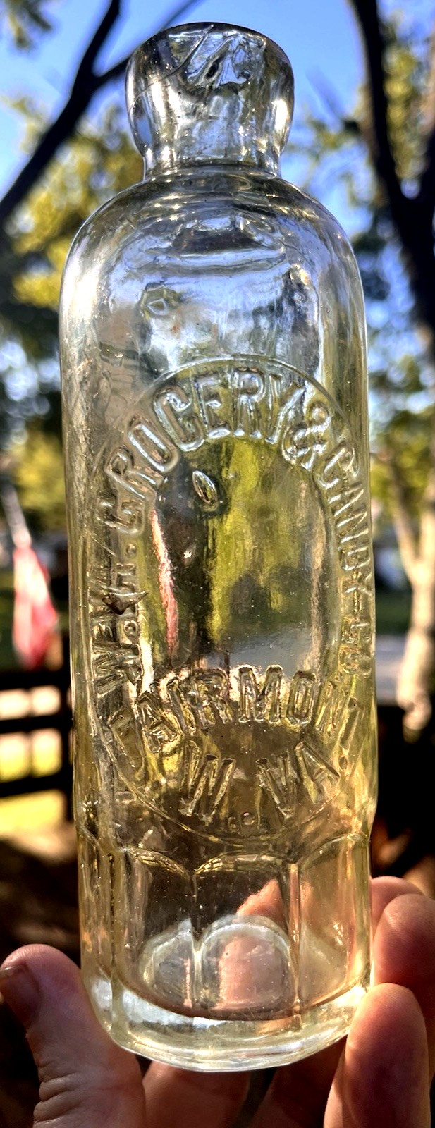 RARE MUG BASE HUTCH SODA W.VA. GROCERY & CANDY CO. FAIRMONT, WV 1890'S ERA L@@K