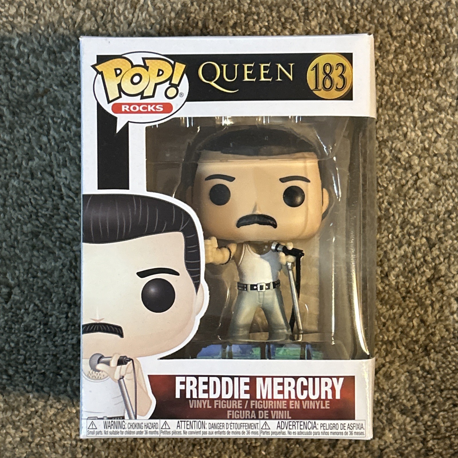 2021 Funko Pop Rocks FREDDIE MERCURY #183 (QUEEN) Vinyl Figure MINT Condition