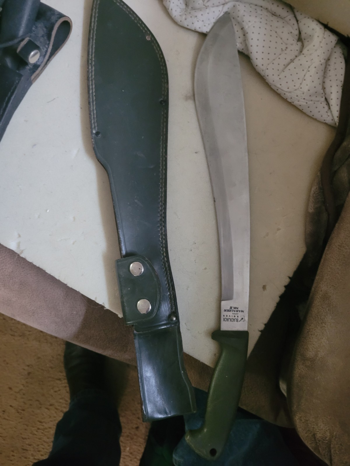 Vintage Knife BLACKJACK MARAUDER MK II - RARE Green Handle N Sheath 