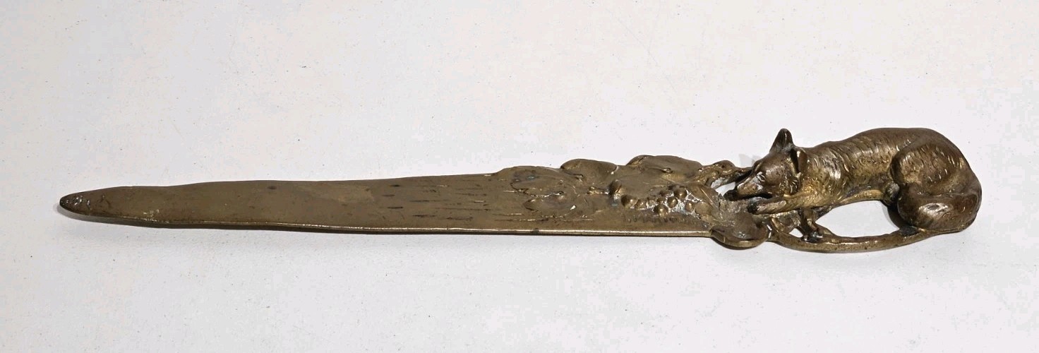 Antique Albert Marionnet French Art Nouveau Bronze Fox Letter Opener Circa 1900