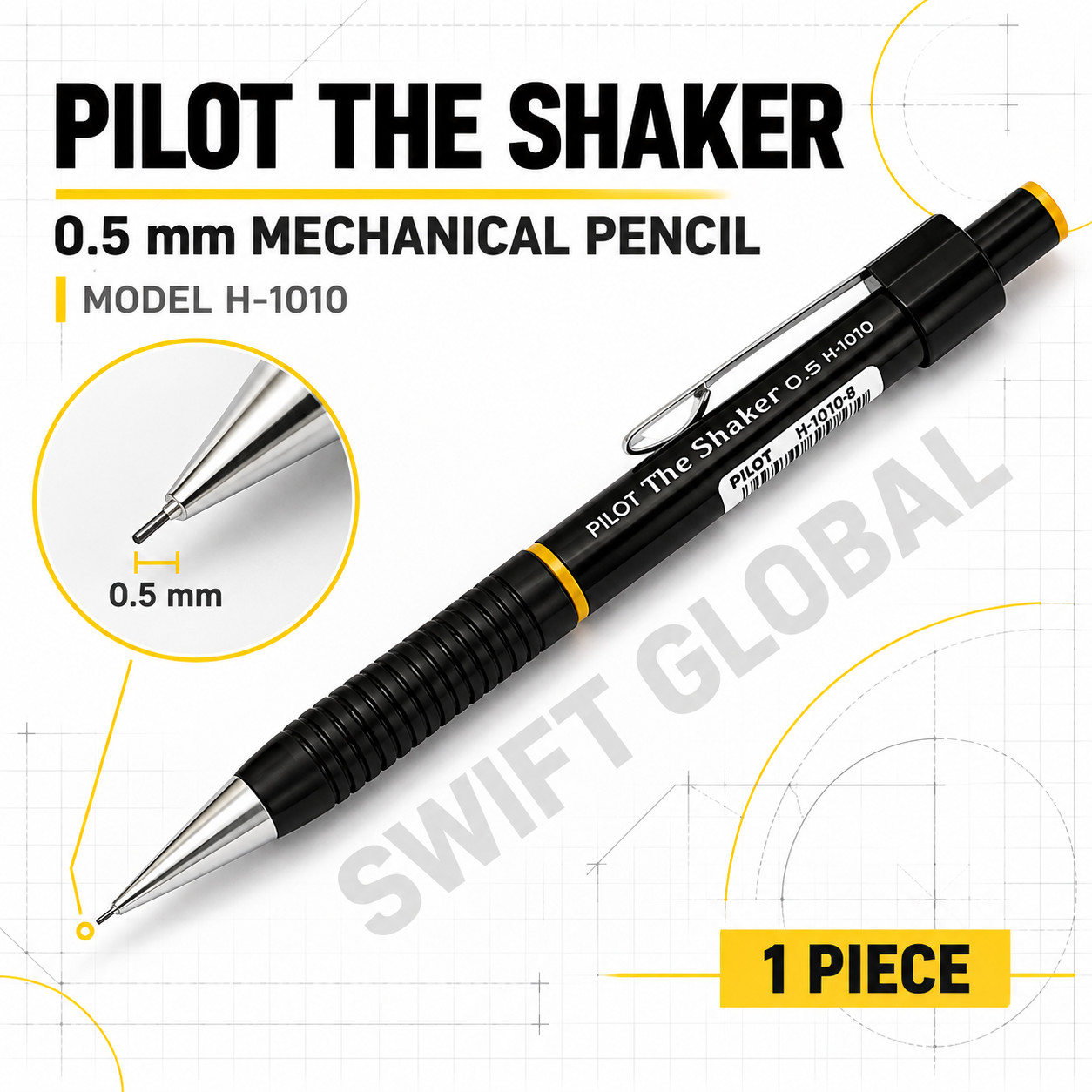 1 Pcs PILOT H-1010 The Shaker 0.5 Black Mechanical Pencil Brand New