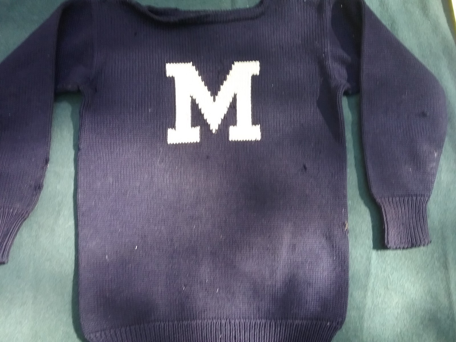 Vintage 1930s Middlebury College Wool Intarsia Letterman Sweater HTF RARE