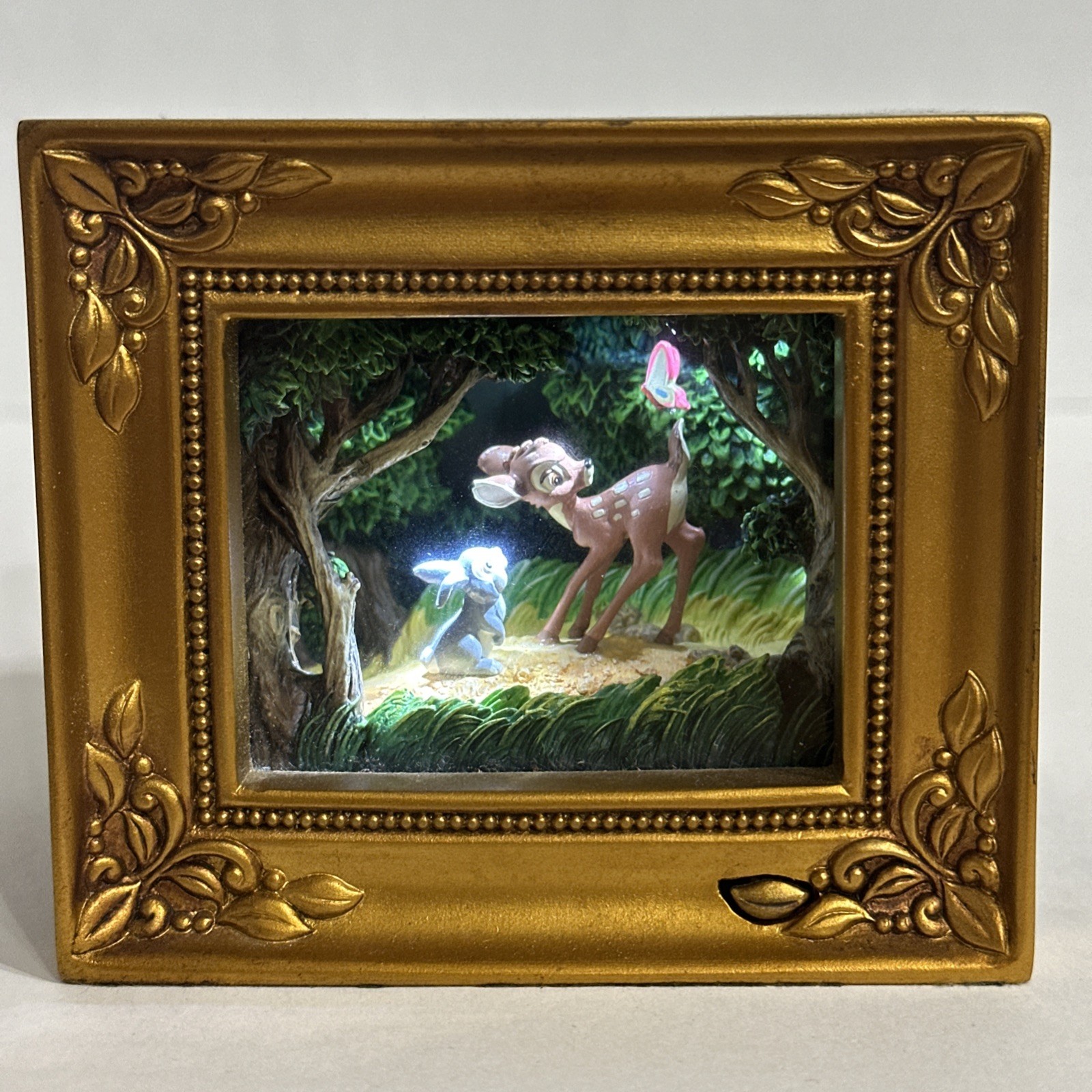 Very rare Disney Bambi with Thumper & Butterfly Gallery Light Box By Olszewski