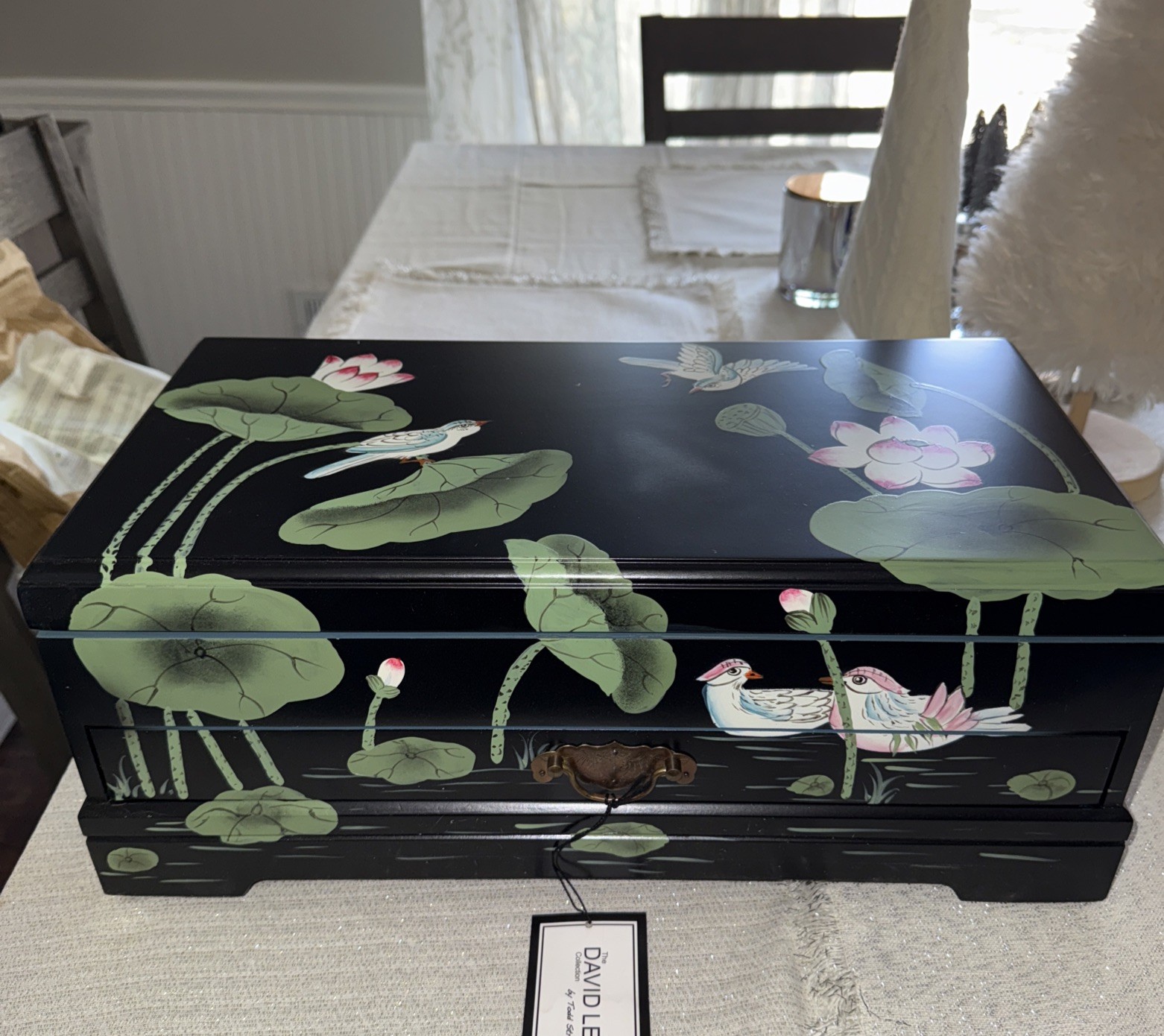 Crestview Gardens MCM Mirrored Storage Box Birds Jewelry Box Elegant Cottage 