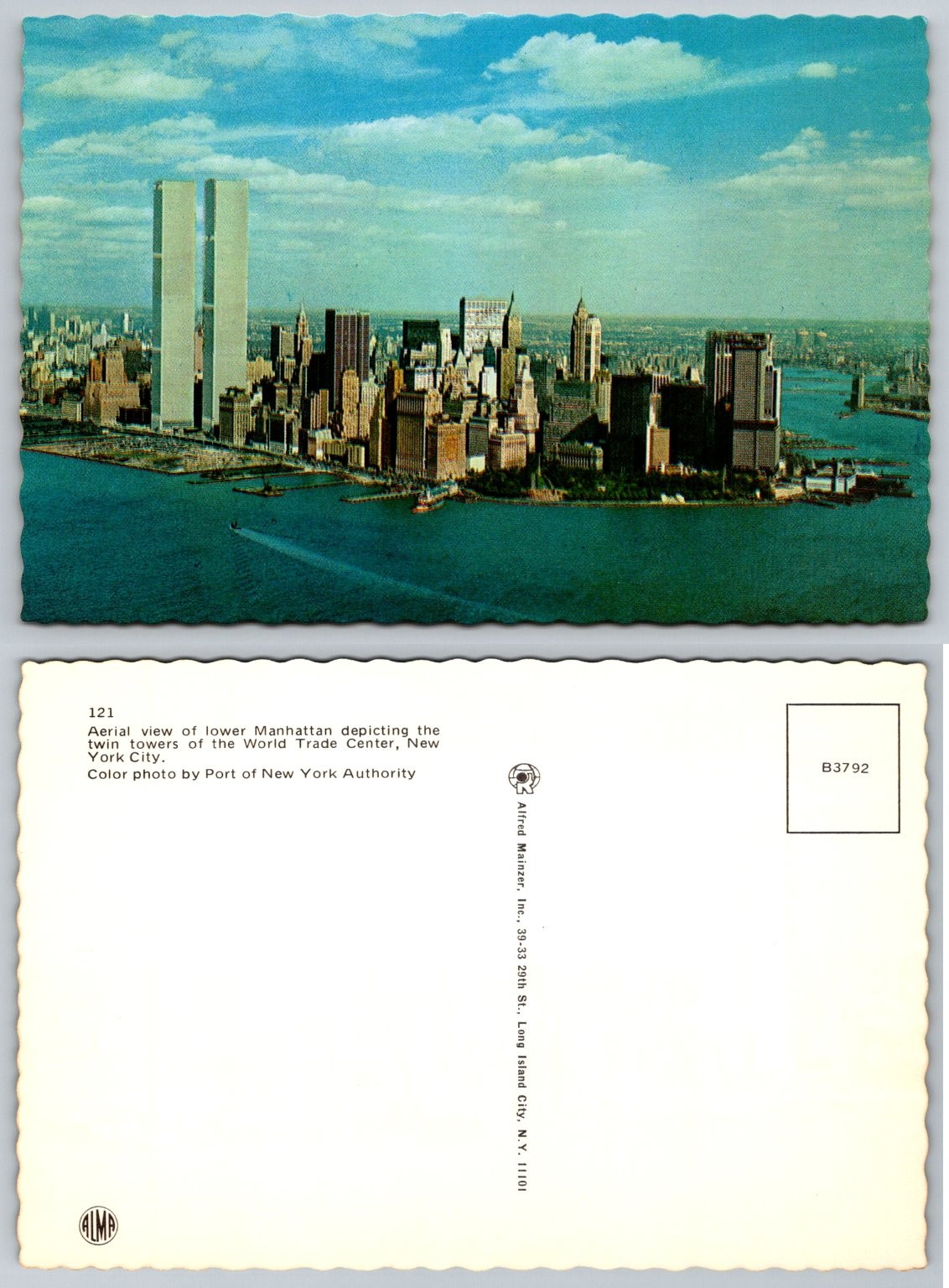 Vintage NYC World Trade Center Twin Towers Postcard WTC Manhattan Skyline