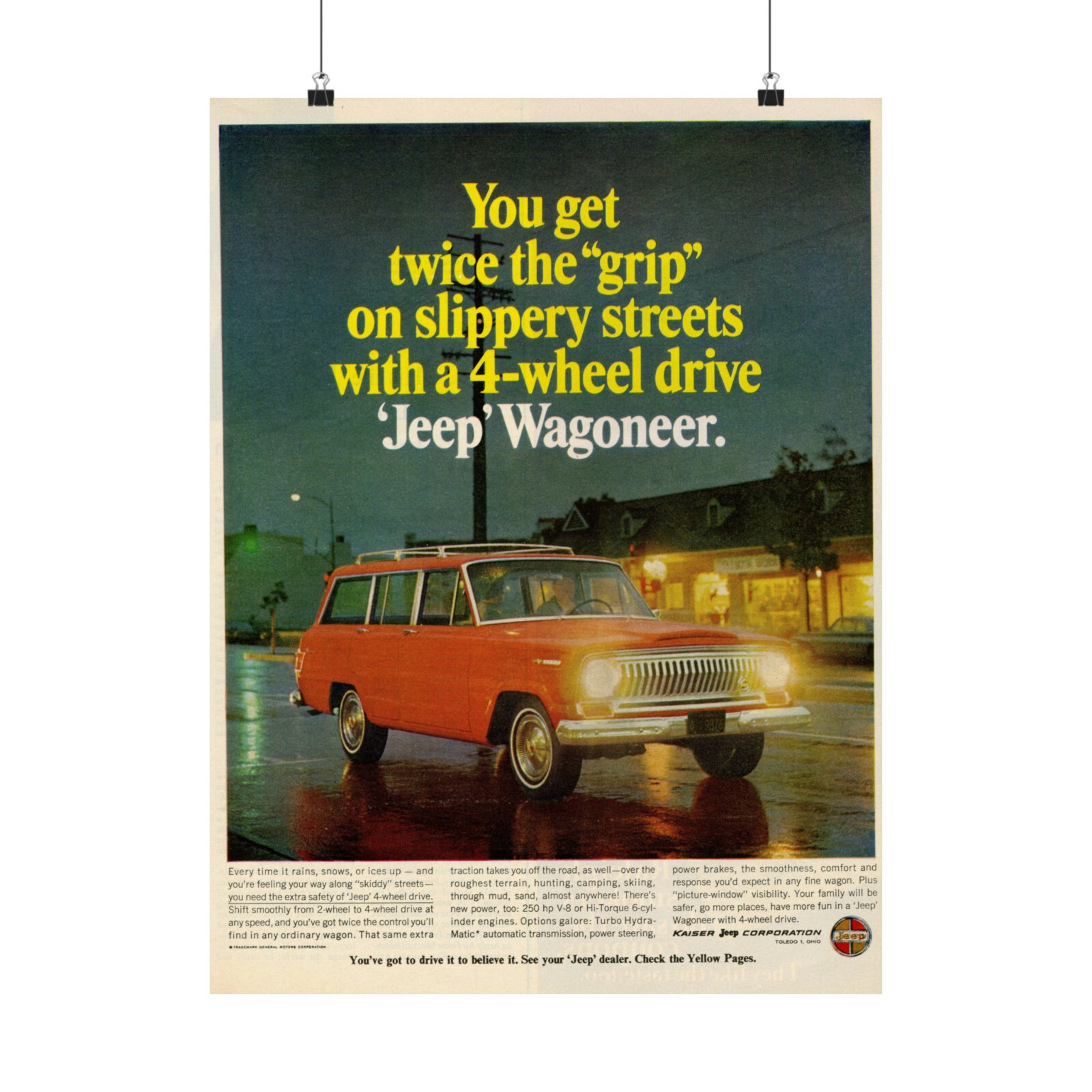 Jeep Wagoneer Poster - 4x4 Vintage Advertising Print Mid Century Wall Art 24x36”
