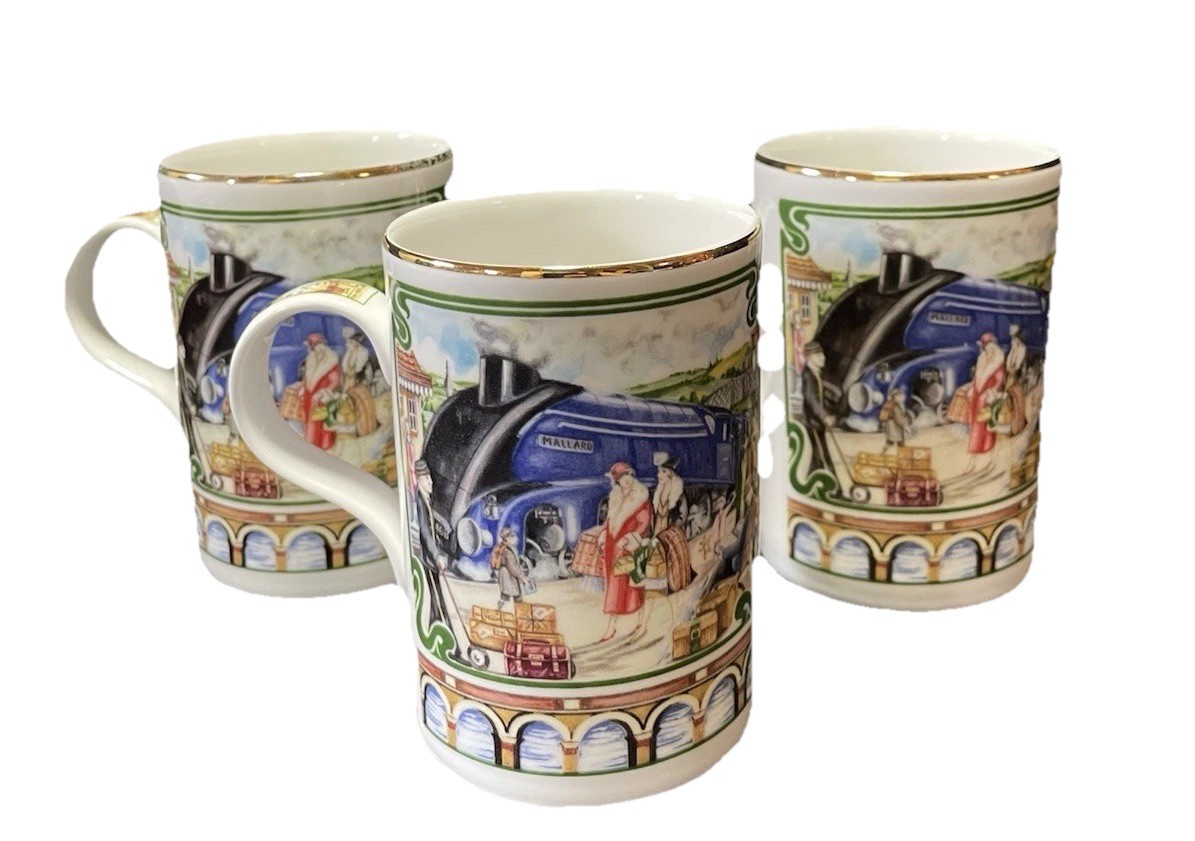 James Sadler Mug Mallard Steam Locomotive Gold Trim Vintage Train Coffee Mug
