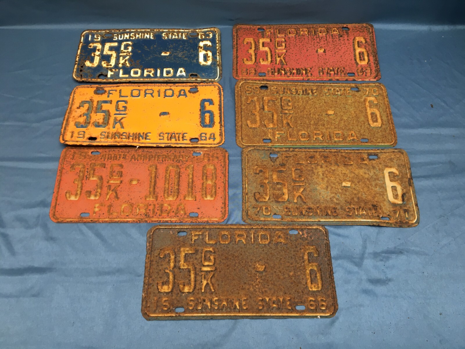 Vintage  63, 64, 65, 66, 68/69, 69/70, 70/71 Madison Florida Plate Same Number