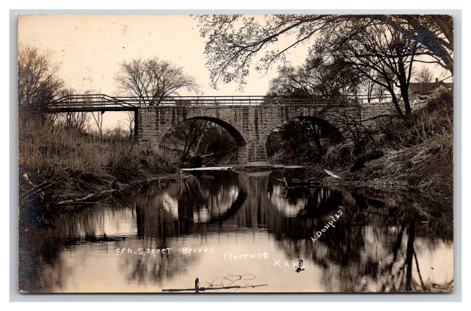 RPPC ~ Florence Kansas Street bridge over river