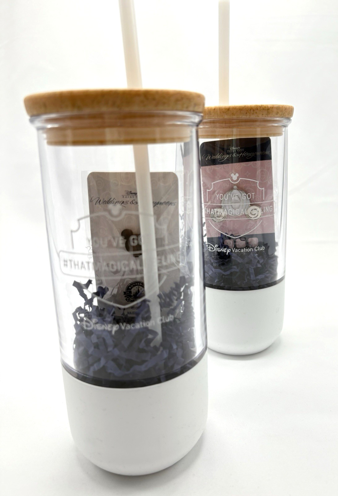 Disney Fairy Tale Weddings 2 Straw Cups 2 Carriage Pins DVC Exclusive Tour Gift