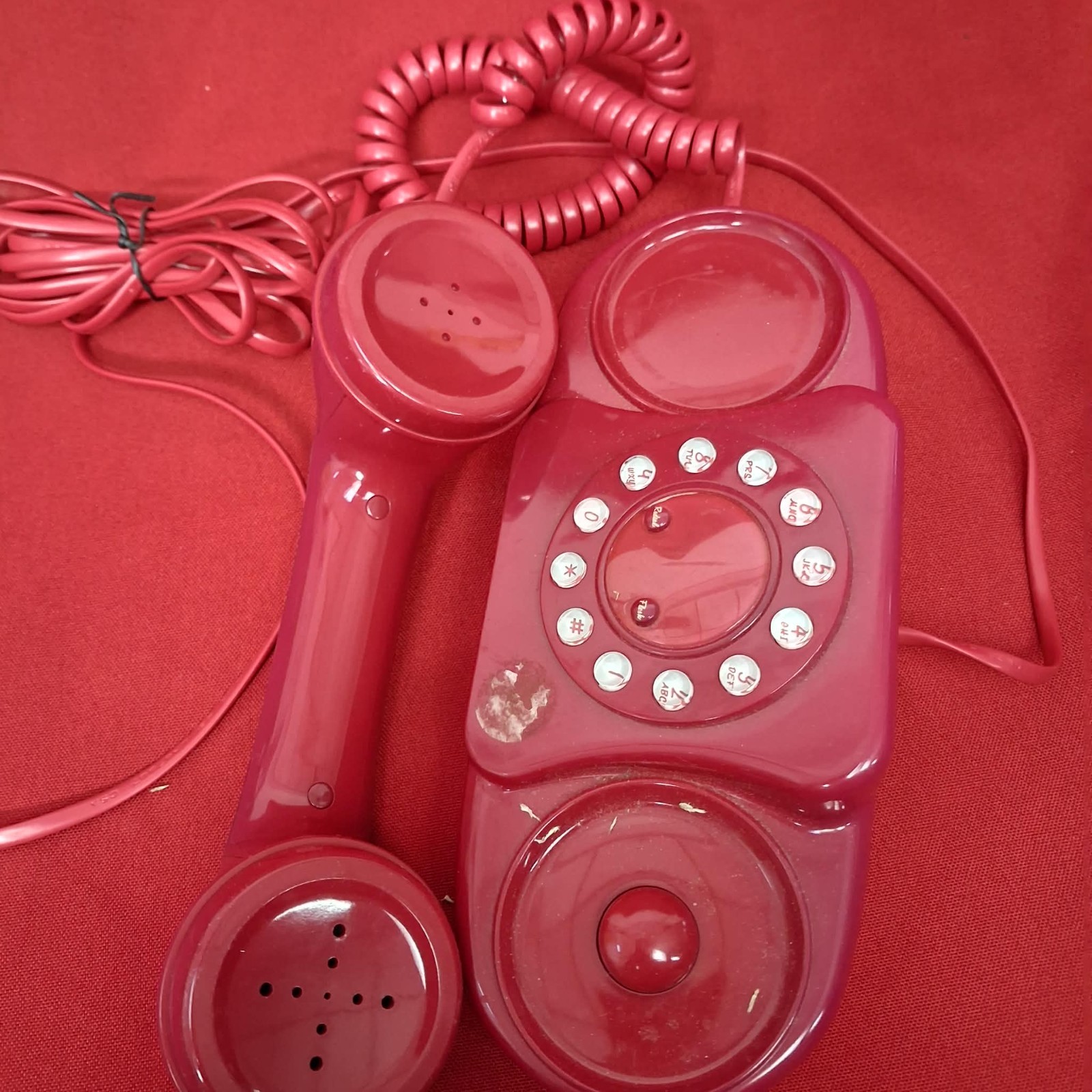 Vtg 50\'s Princess Phone - Polyconcept USA Ltd push button Cherry Red Pink