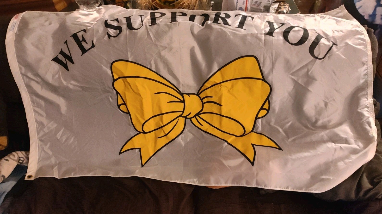 Vintage 1990 Collegeville Flag We Support You Yellow Ribbon Desert Storm 3x5