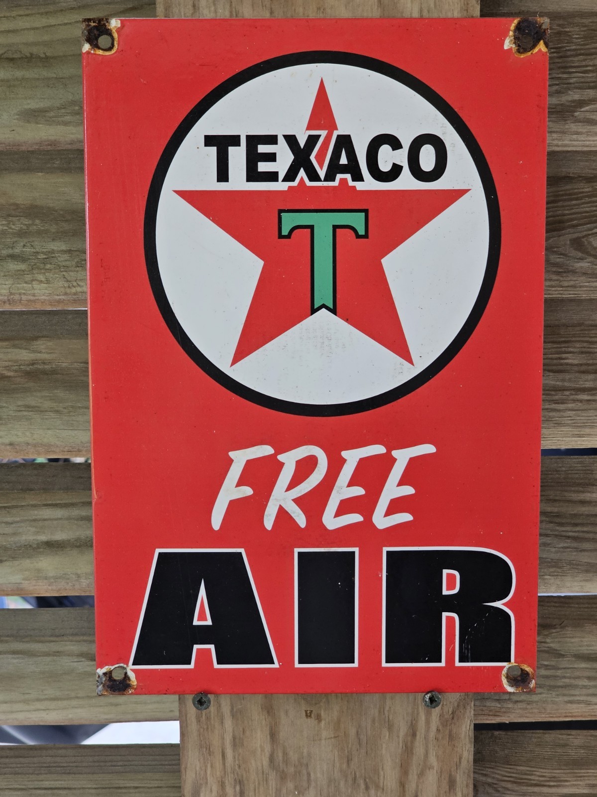 VINTAGE 1950'S TEXACO FREE AIR PORCELAIN SIGN 