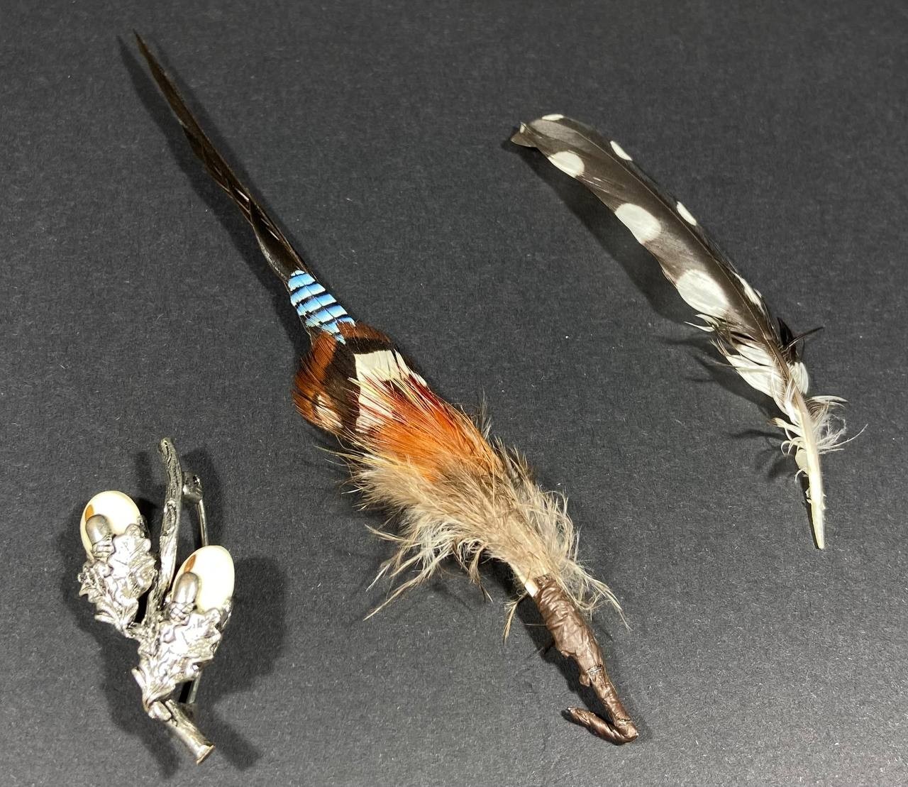 Vintage German Tyrolean Hat Feather Decorations Trachten Hutschmuck Set of 3