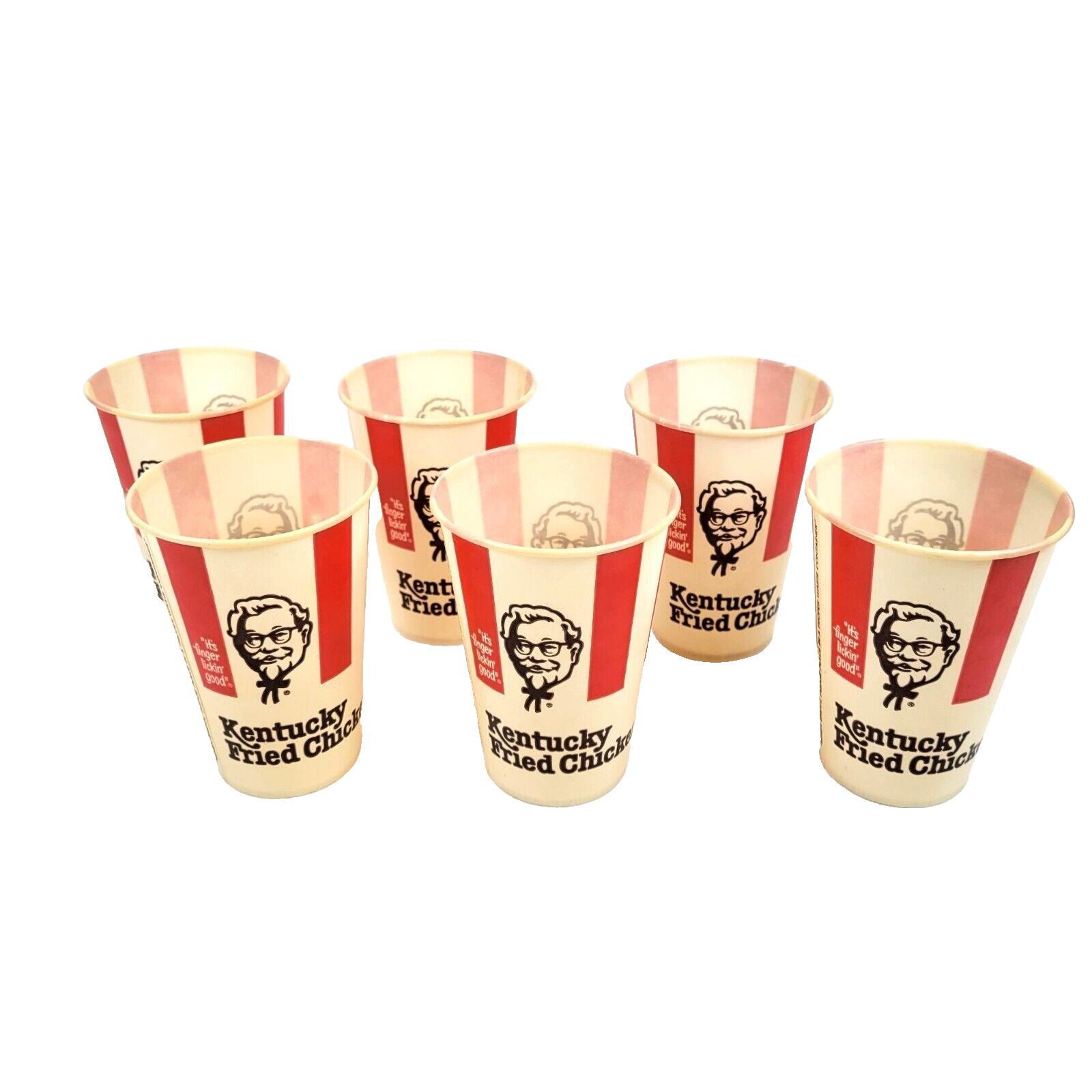 Vintage Set of 6 KFC Kentucky Fried Chicken Wax Covered Paper Cups 12 OZ NOS