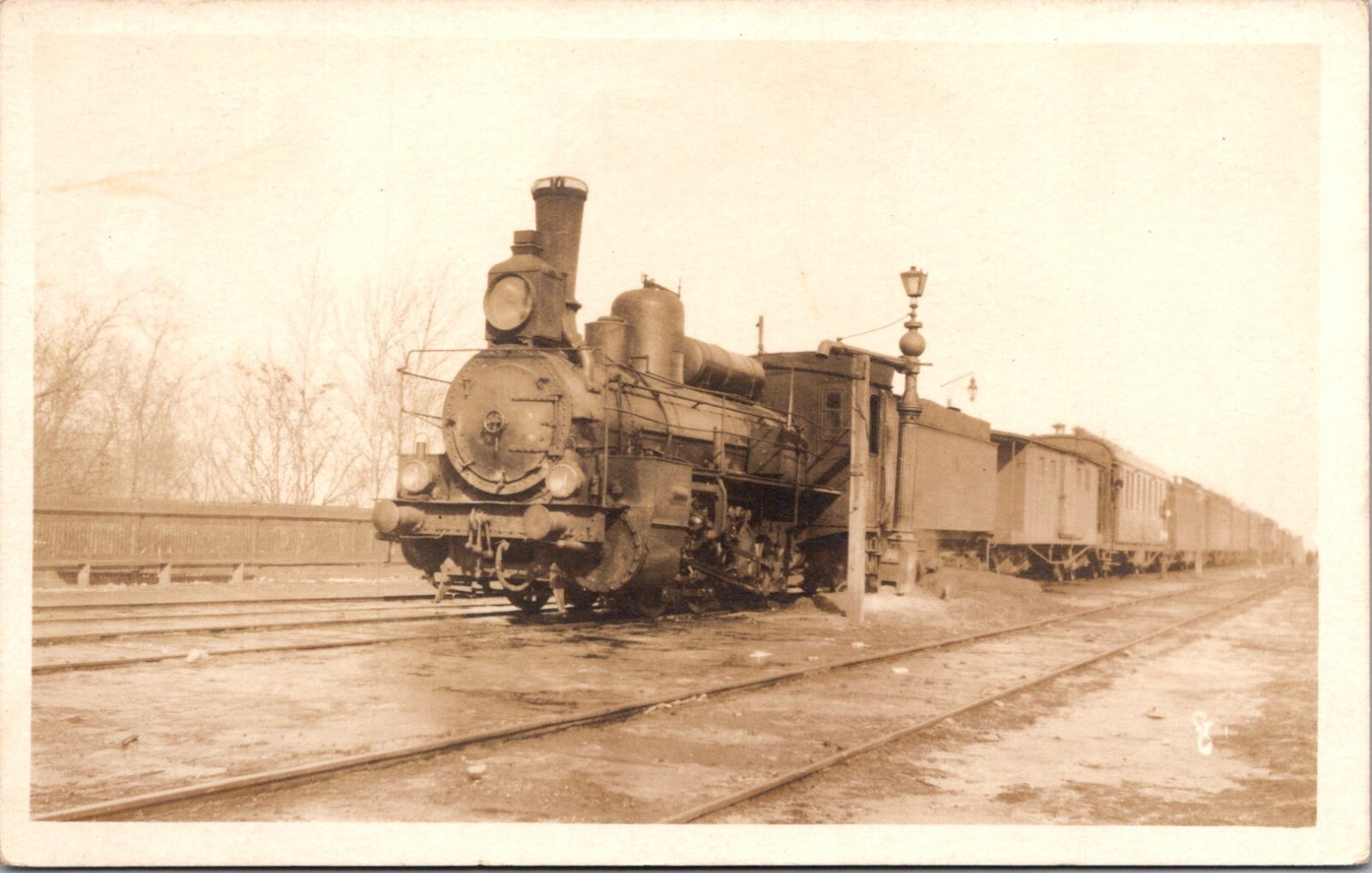 Train Locomotive and Boxcars on Tracks c.1918-1930 Vintage RPPC Postcard   23753